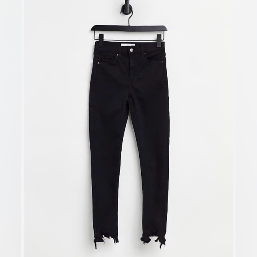 Topshop Jamie Cropped Skinny Highrise Jeans, Jagged Hem, Black, Size 27